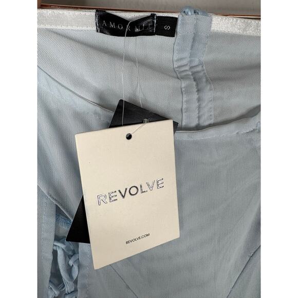 AMOR MIA Meta Angel Pants Sheer Lace Up Ruffle Boho Chic Festival Powder Blue SM - Picture 14 of 16